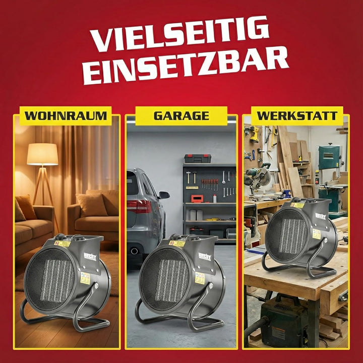 HECHT Keramik Heizstrahler (NEU) – Tragbare Heizer mit 2000W oder 3000 Watt – Thermostat – Überhitzu