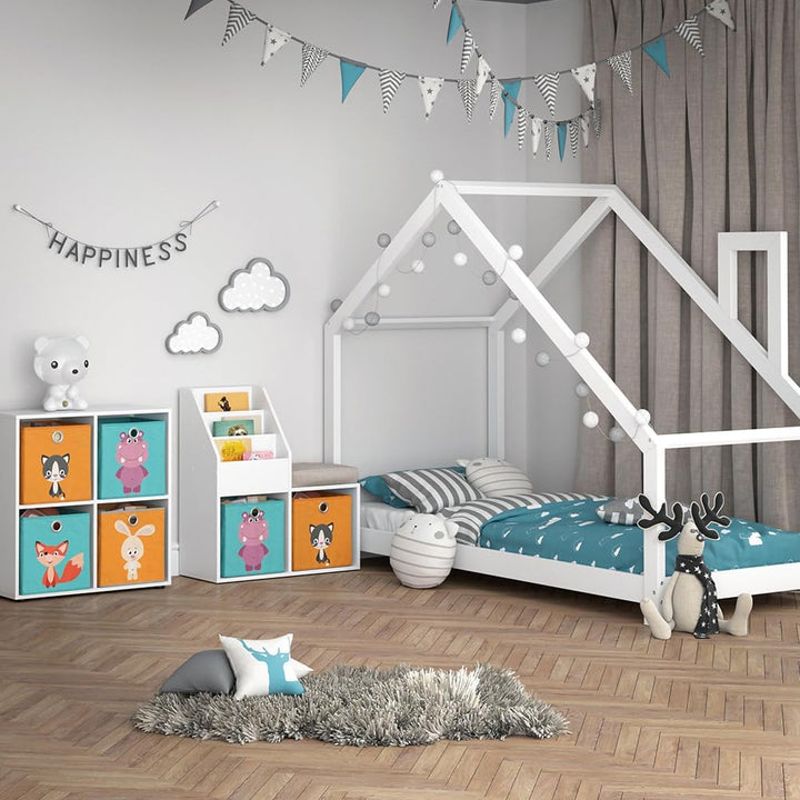 Vicco Kinderregal Luigi, Weiss, 72 x 79 cm Mini, mit 2 Faltboxen Opt.1 Weiss 72x79 mit Faltboxen Fuc