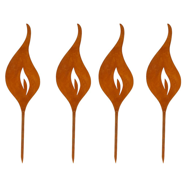 Storm's Gartenzaubereien Rost Deko Flamme 4er Set 23 cm Gartenstecker - Edelrost Metall zum Stecken