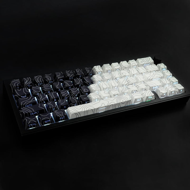 Sunzit PBT Keycaps, Schwarz&Weiss Topographische 131 Tasten Custom Cherry Profil Dye Sublimation Shi