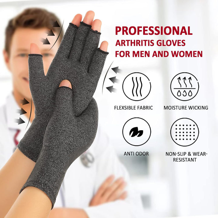 2 Paar Arthritis Kompressionshandschuhe für Damen und Herren, Karpaltunnelschmerzlinderung, fingerlo
