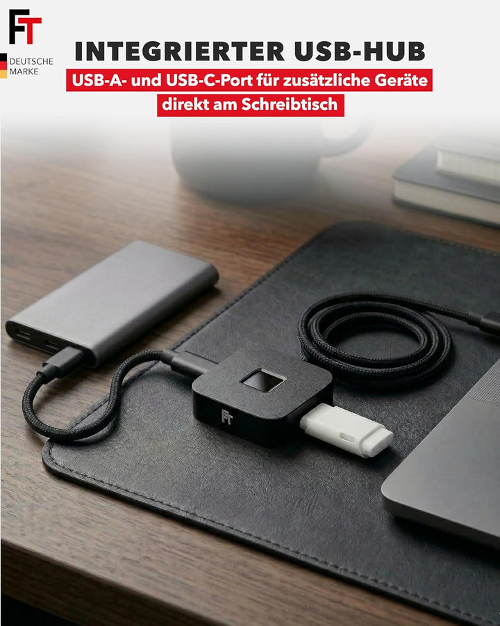 FeinTech FPS400 USB 3.0 Hub mit Fingerabdruck-Sensor für Windows Hello mit USB-Hub, mit USB-Hub