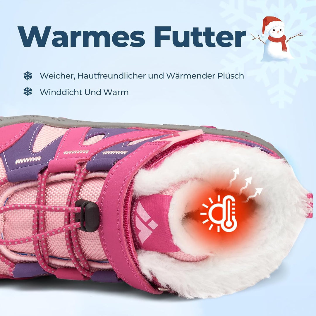 Mishansha Kinder Outdoor Winterschuhe Warm Gefüttert Winterstiefel, Gr.24-38 36 EU Fuchsia Pink, 36