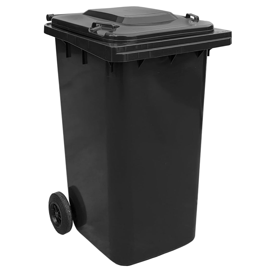 plasteo 240 Liter Graue Mülltonne – Robuster Abfallbehälter für Mülltrennung – Wetterfest & Langlebi