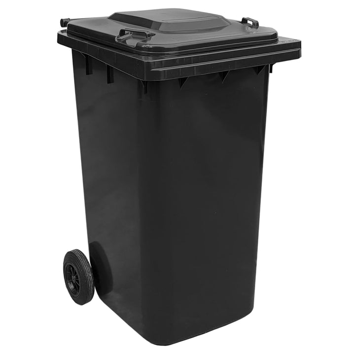 plasteo 240 Liter Graue Mülltonne – Robuster Abfallbehälter für Mülltrennung – Wetterfest & Langlebi