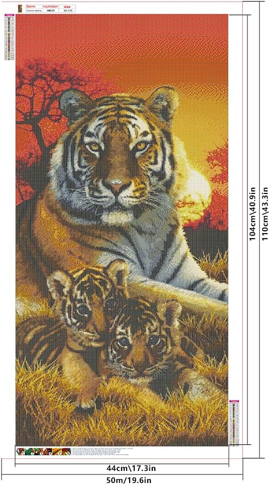 5D Diamant Painting Bilder Gross 50x110 cm ( Inner 44x104 cm) DIY Diamond Painting Tiger Erwachsene