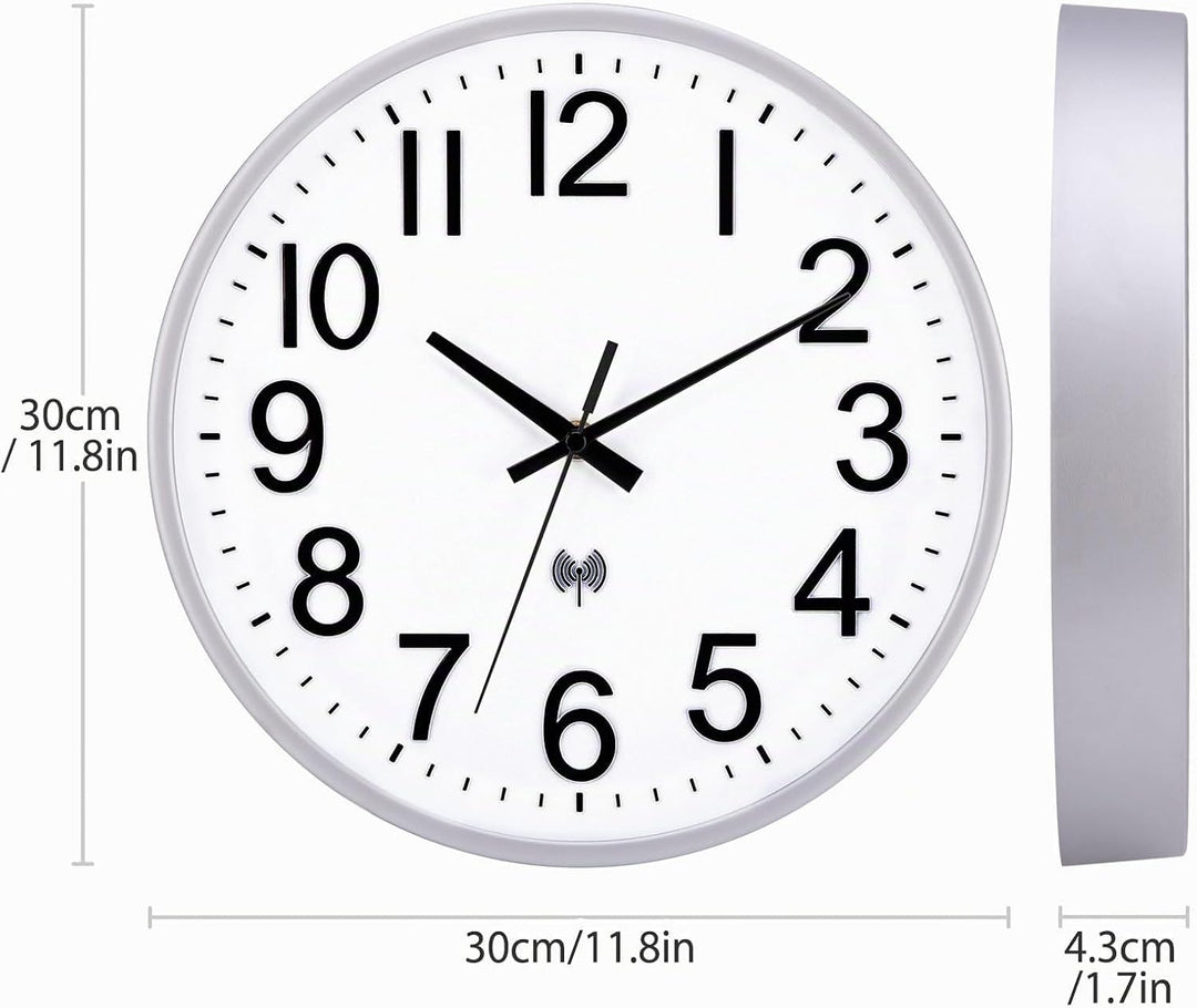 VIVILINEN Funkuhr Lautlos Wanduhr Ohne Tickgeräusche Funkwanduhr Geräuschlos Wanduhr Nicht Tickend H