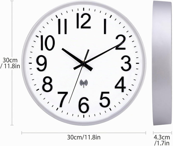 VIVILINEN Funkuhr Lautlos Wanduhr Ohne Tickgeräusche Funkwanduhr Geräuschlos Wanduhr Nicht Tickend H