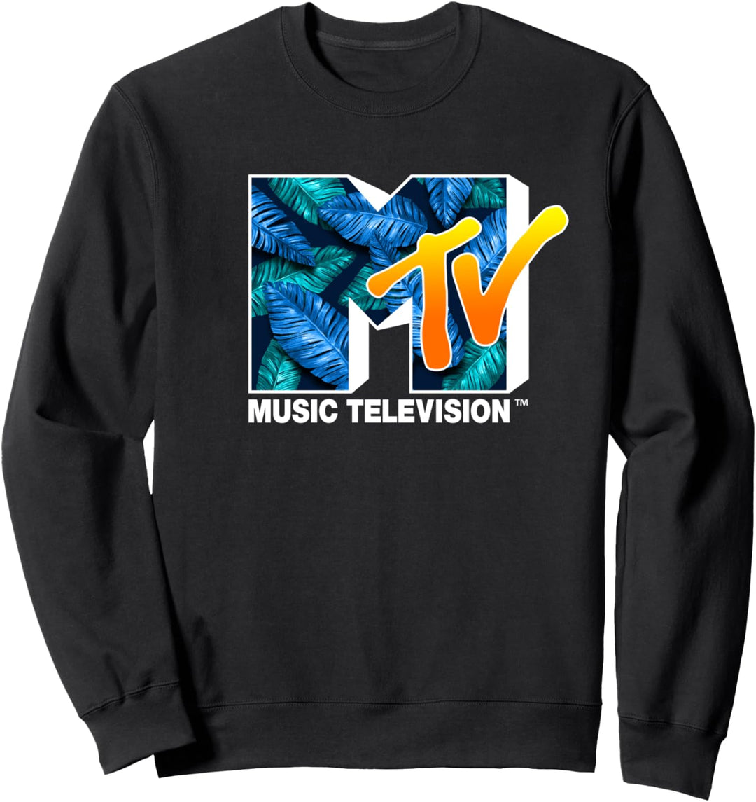 MTV Blue And Green Tropical Fill Logo Sweatshirt