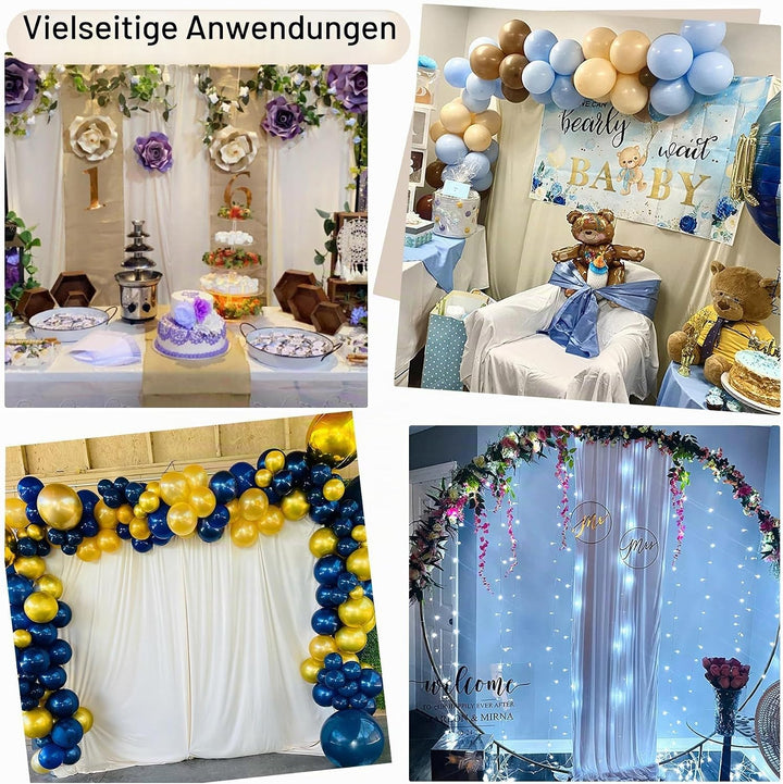 HBBMAGIC 2 Stücke Falten freie 1.5×3cm Elfenbein Hintergrund Vorhänge für Hochzeit Party 100% Polyes