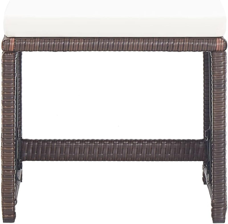 homiuse 40,5x40,5x35 cm Gartenhocker 4 STK. mit Kissen Poly Rattan Braun Fussbank Rattan Hocker Outd