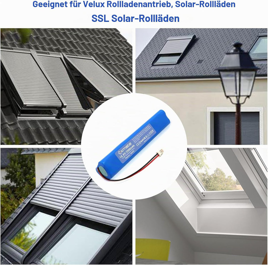 Exmate 10.8 V 3500mAh NI-MH Ersatz Akku für Velux Roller Shutter 946930 846933 946933 mit Kabel und