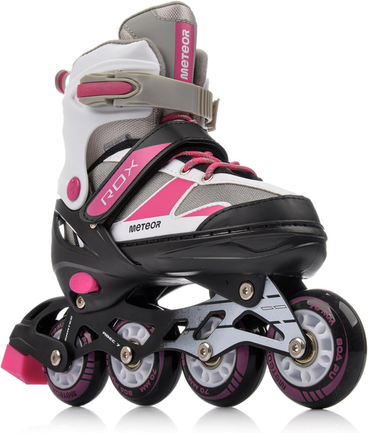 meteor Rox sichere verstellbare Kinder Inline‑Skates – Inliner für Mädchen Jungen – ABEC‑7 Carbonlag
