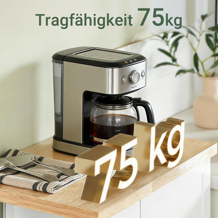 SoBuy FKW75-WN Küchenwagen Servierwagen Beistellwagen Rollwagen mit 1 Tür und 3 Regalböden Weiss-Nat
