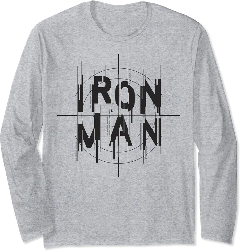 Marvel Avengers Iron Man Glitch Text Langarmshirt
