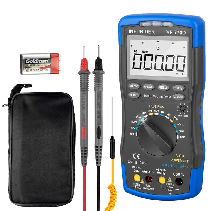 Digital Multimeter,INFURIDER YF-770D Auto Ranging 40000 Counts Spannungsprüfer Strommessgerät für DC