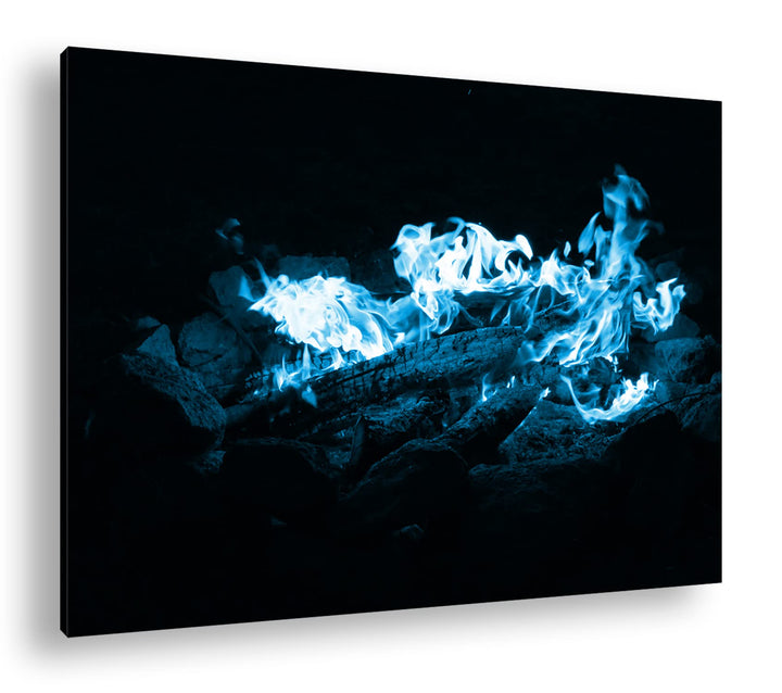 deyoli Dark heisses Lagerfeuer bei Nacht Format 100x70 Effekt: Monocrome Blau als Leinwandbild, Moti