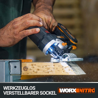 WORX NITRO WX542 Akku-Pendelhub-Stichsäge 20V - Bürstenloser Motor - Profi Stichsäge mit Absaug-Adap