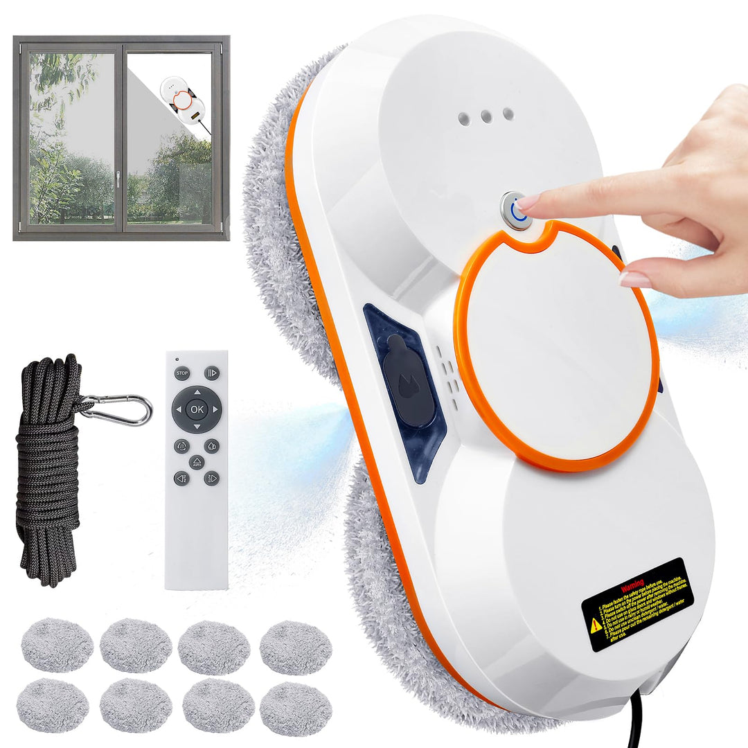 Fensterputzroboter, Elektrischer Fensterreiniger Roboter mit Fernbedienung, Sicherheitsseil und 60 M