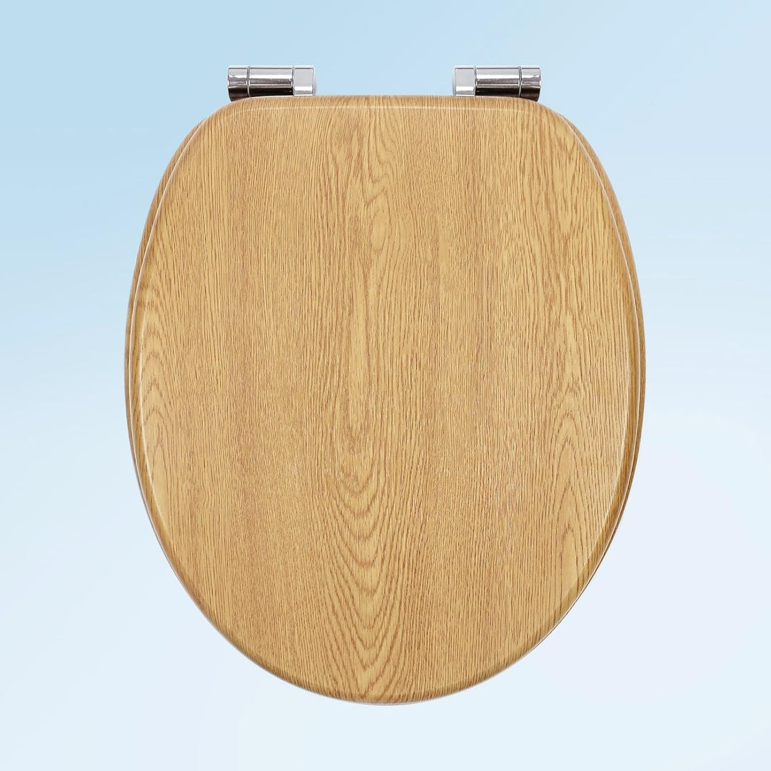 WC-Sitz mit Absenkautomatik, Toilettendeckel aus stabilem MDF-Holzkern, Verstellbare Scharniere aus