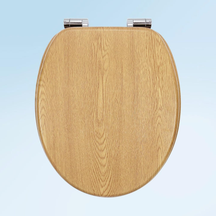 WC-Sitz mit Absenkautomatik, Toilettendeckel aus stabilem MDF-Holzkern, Verstellbare Scharniere aus