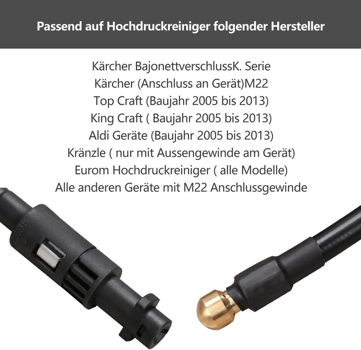 Ansobea 20m Rohrreinigungsschlauch für Hochdruckreiniger 180bar 60°C Rohrreiniger Schläuche Abflussr