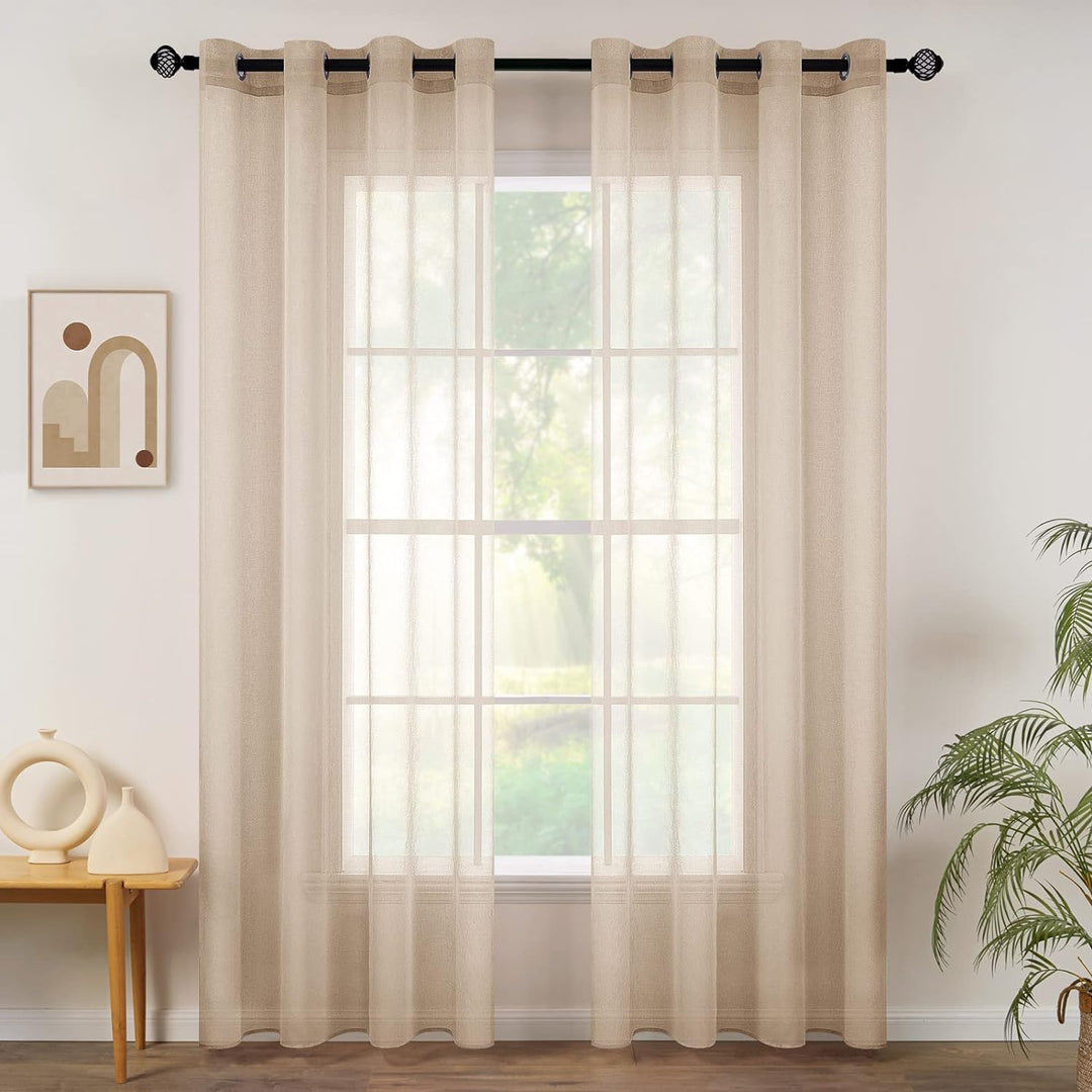 MIULEE 2er Set Sheer Voile Vorhang mit Ösen Transparente Gardine aus Voile Polyester Ösenschal Trans