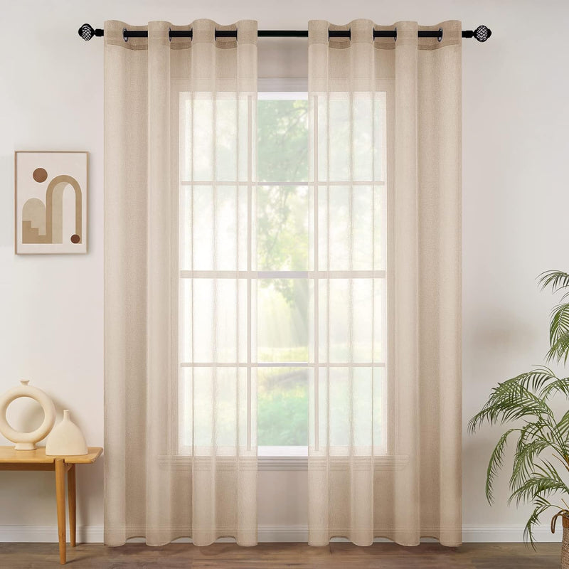 MIULEE 2er Set Sheer Voile Vorhang mit Ösen Transparente Gardine aus Voile Polyester Ösenschal Trans