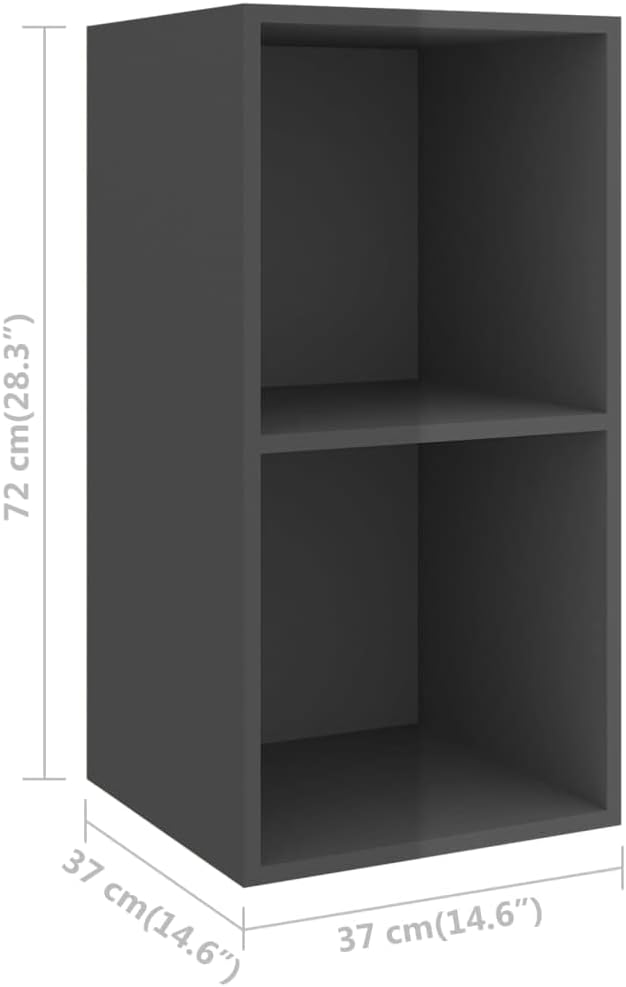 homiuse TV-Wandschrank Hochglanz-Grau 37x37x72 cm Holzwerkstoff Design TV Board Fernsehschrank Ferns