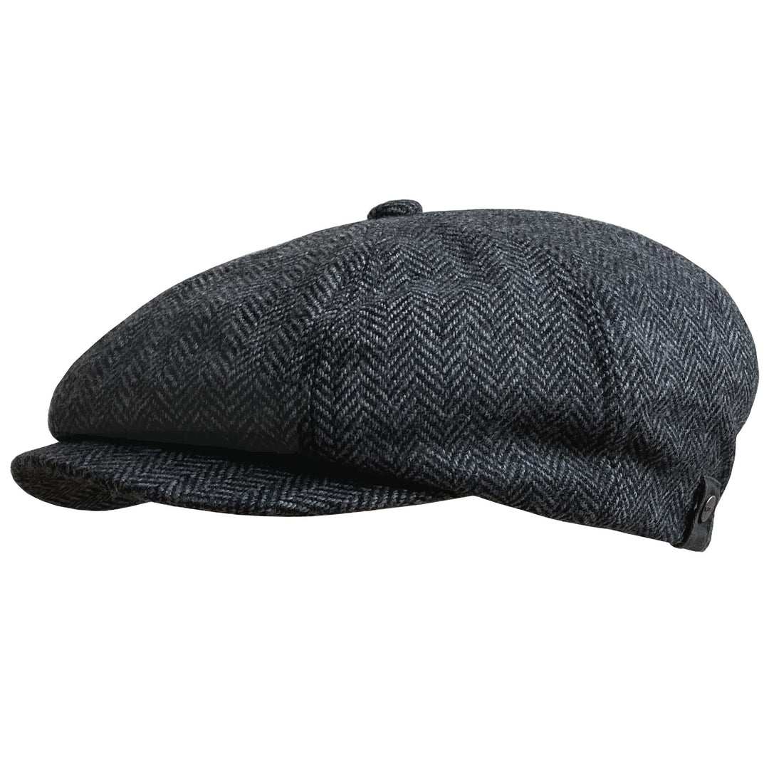 Schiebermütze Herren – Schirmmütze Flatcap Herrenmütze mit Schirm – Fischgrät - Mütze mit Baumwollfu