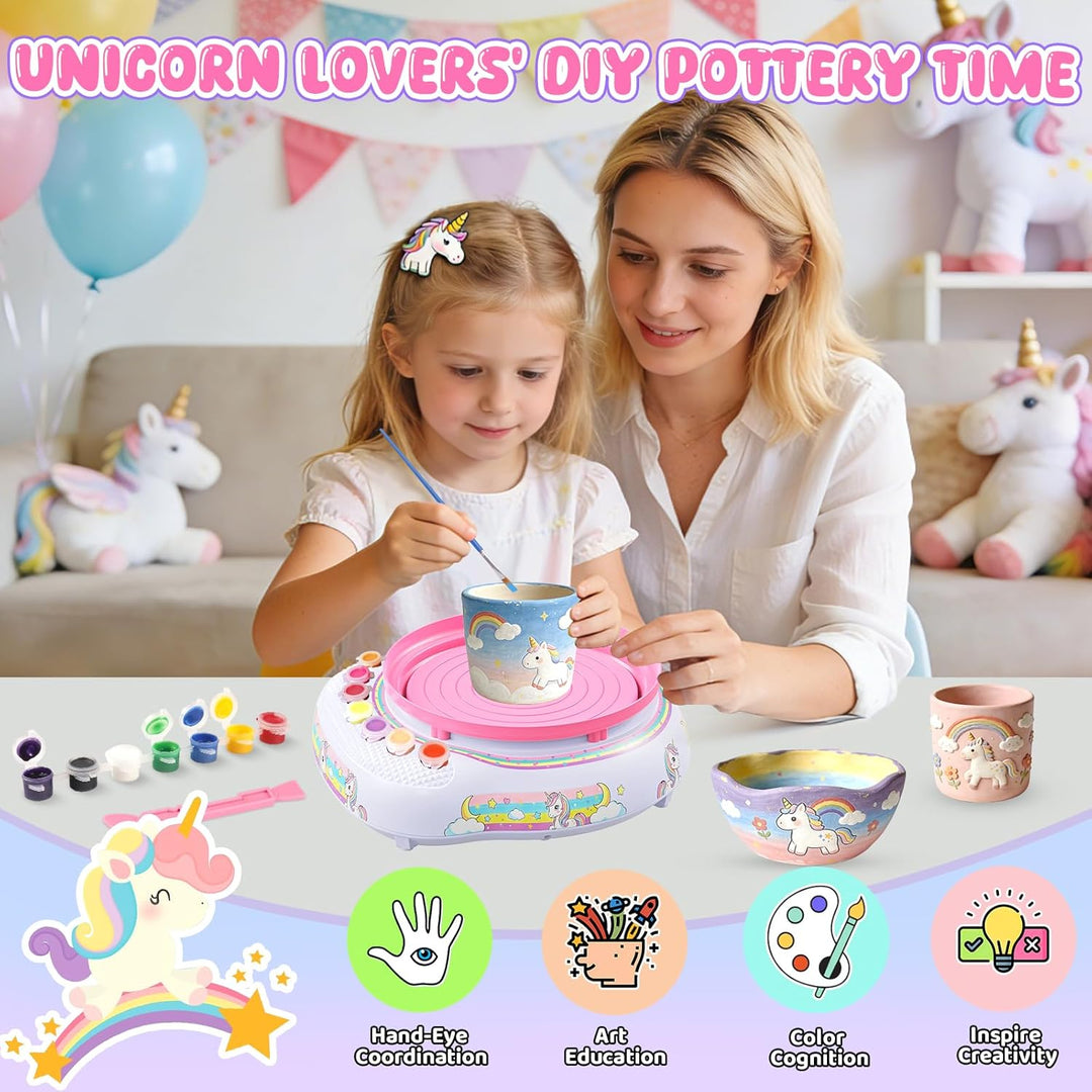 Töpferscheibe für Kinder 6-12 Jahre – Komplettes DIY-Töpfer-Set für Anfänger mit 3 Lufthärtenden Ton
