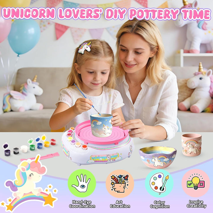 Töpferscheibe für Kinder 6-12 Jahre – Komplettes DIY-Töpfer-Set für Anfänger mit 3 Lufthärtenden Ton