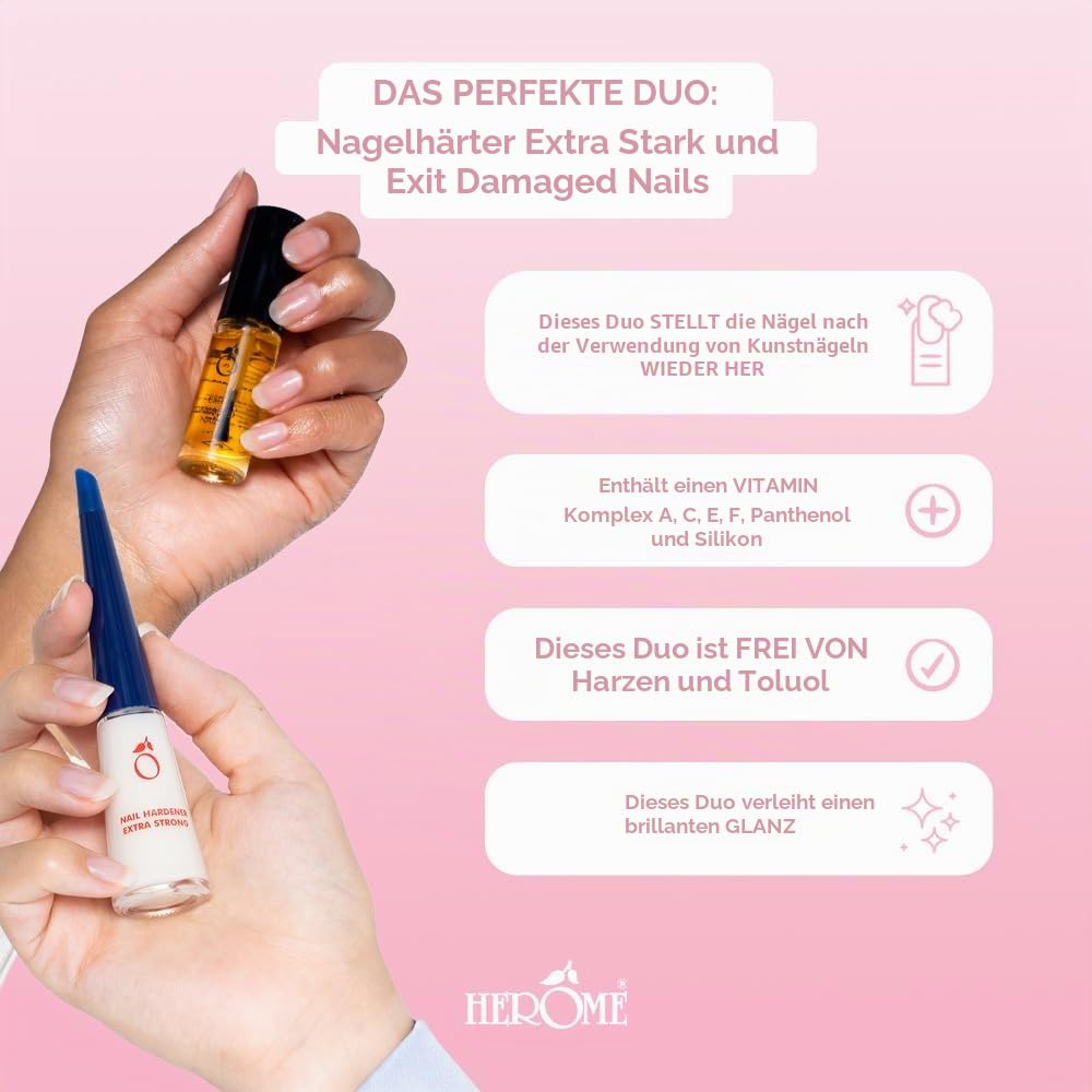 Herome Combi-Pack Ende Extrem Beschädigte Nägel Nagelpflege Nagelöl &amp; Nagelhärter Extra Stark (Exit