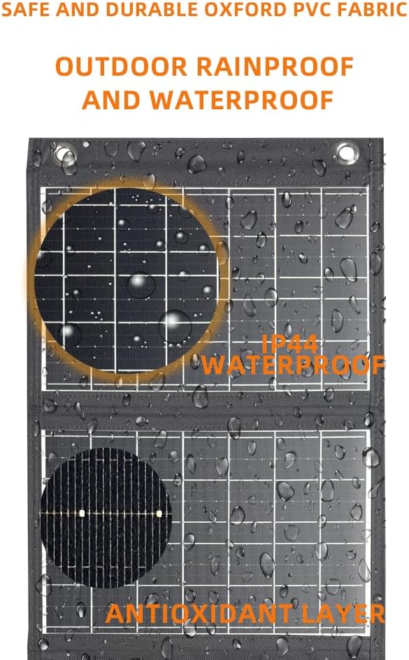 45W Solar Ladegerät tragbares wasserdicht, IP67 faltbares Solarpanel mit 2 USB-A und USB-C nschluss,