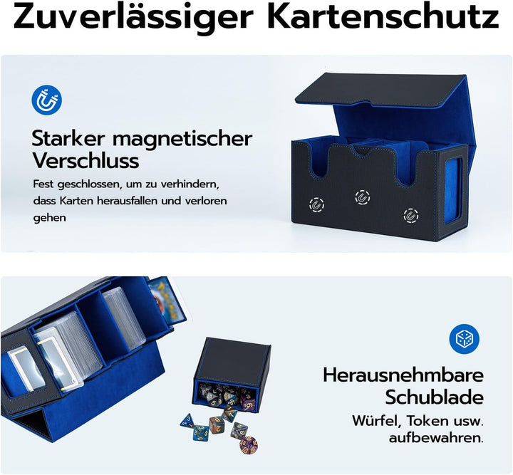Doppelschicht Card Deck Box für MTG, 2 Commander Displays, passt für 200 Doppelt Eingehüllte Kartens