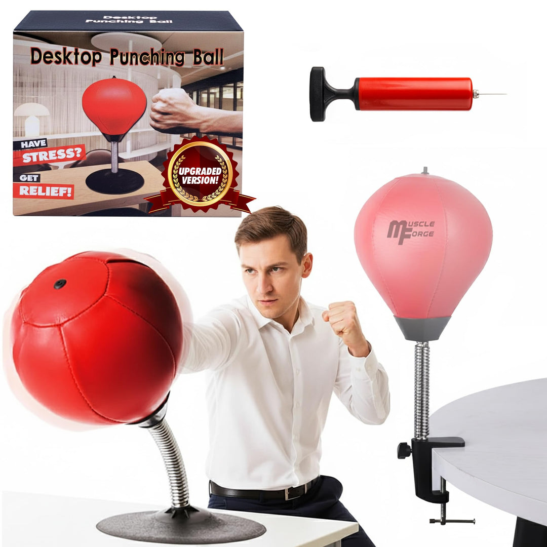 Mini Boxsack für Schreibtisch mit Saugnapf und Tischklemme – Büro Punchingball gegen Stress – Kleine