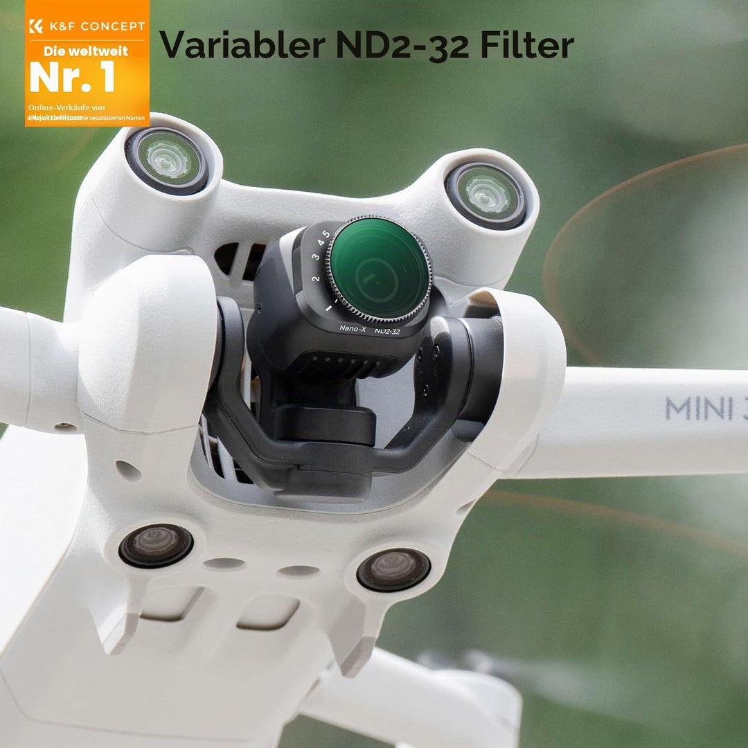 K&F Concept Mini 3,Mini 3 Pro ND Filter, Variabler ND Filter ND2-ND32,1-5 Stop Graufilter kompatibel