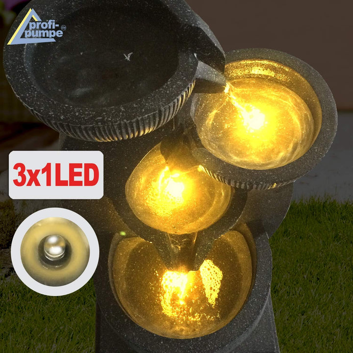 Gartenbrunnen Brunnen Zierbrunnen Zimmerbrunnen Springbrunnen Brunnen mit LED-Licht 230V Wasserfall