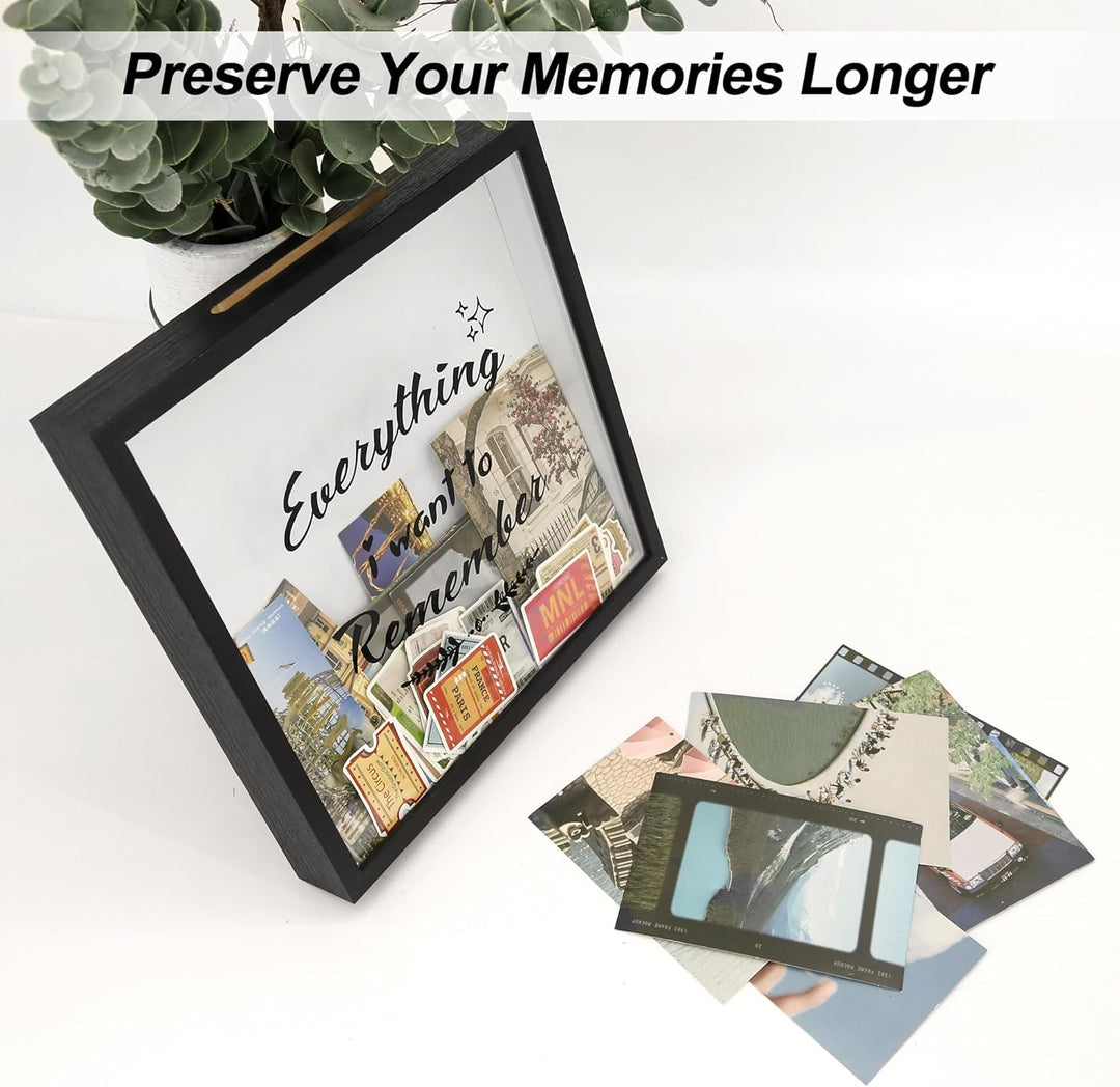 FramePro 30x30 3D Bilderrahmen Schattenbox mit Glasscheibe Ticketstummel Reise Abenteuer Archivbox R