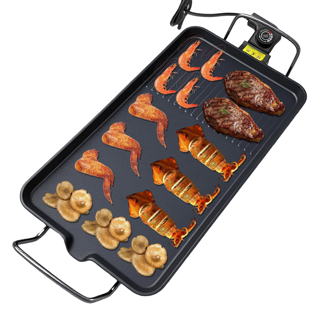 Elektrische Grillplatte, Teppanyaki Grillplatte mit Antihaftbeschichtung, 47 x 26.5 cm, 1500 Watt, S