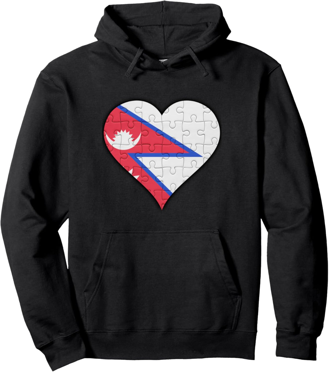 Nepal Nepalesische Flagge Herz Pullover Hoodie