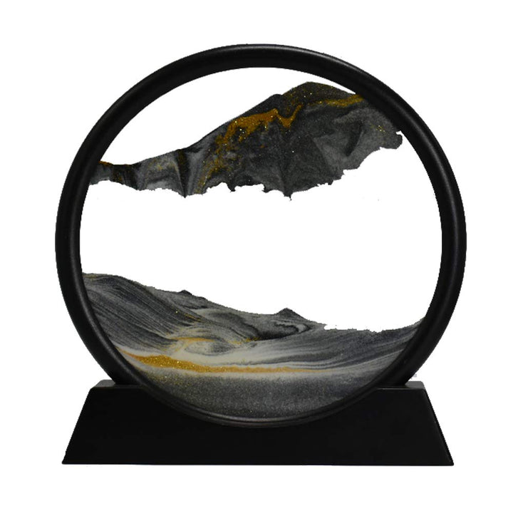 Aoderun Sandbilder Zum Drehen 3d Sanduhr Büro Deko Sand Rundes Glas Fliessender Sand Rahmen Beweglic