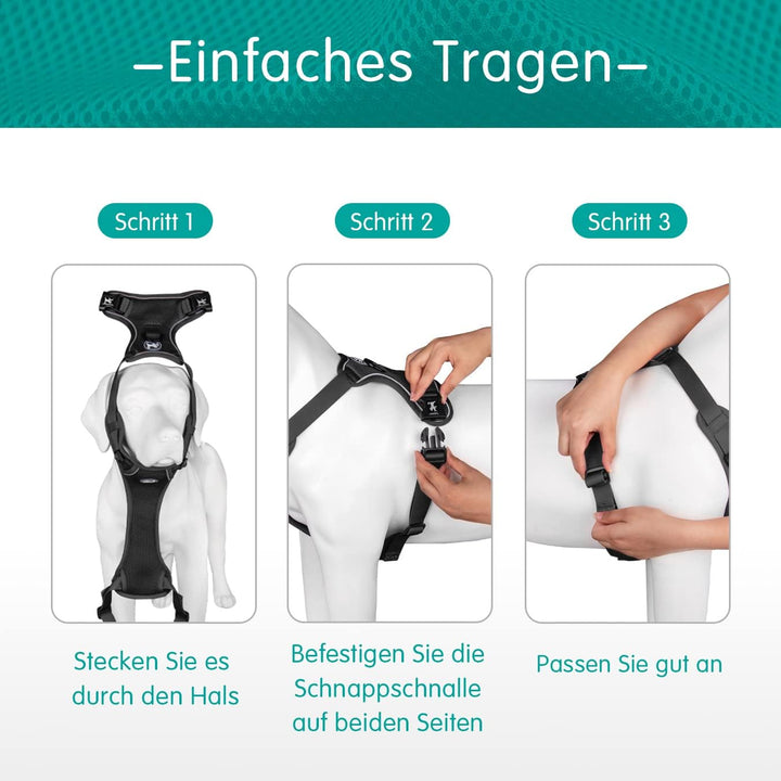 PoyPet Reflektierendes, weiches, atmungsaktives Hundegeschirr aus Mesh, erstickungsfreie, doppelt ge