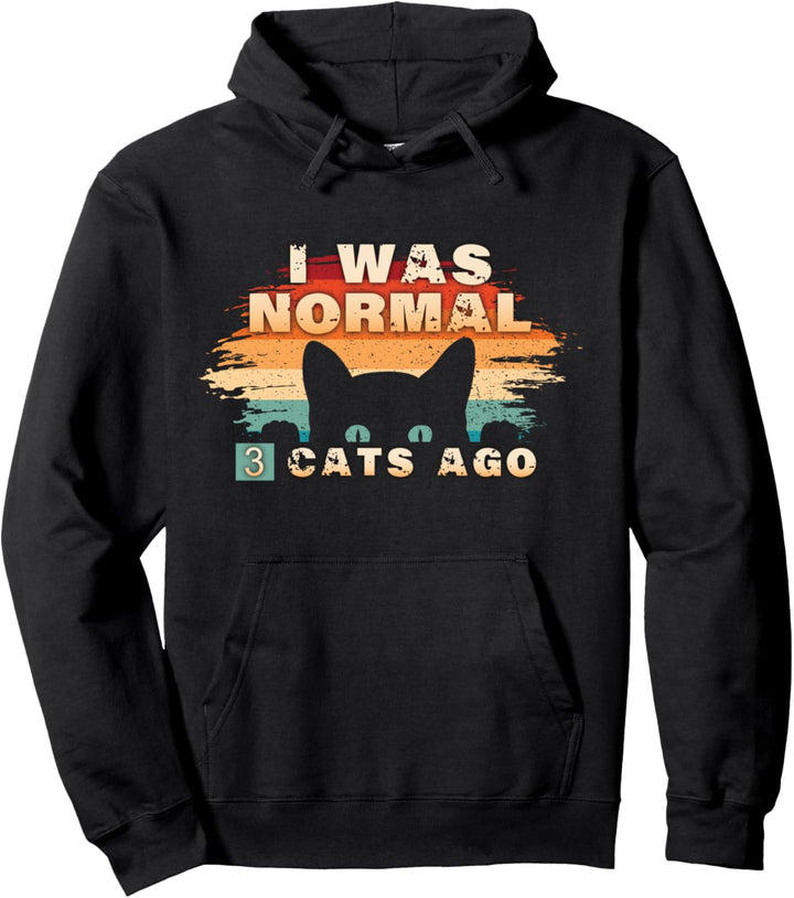 Vintage Retro Cat Lover I Was Normal 3 Cats Ago Pullover Hoodie