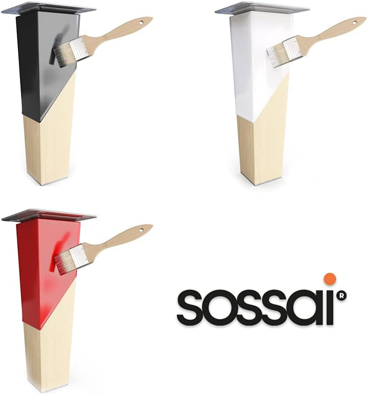 sossai® Holz-Möbelfüsse - Clif Square | Natur (unbehandelt) | Höhe: 25 cm | HMF3 | eckig, konisch (g