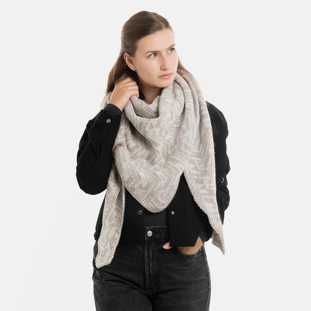 KNIT FACTORY - Dreiecksschal Josh - Damen Strickschal mit Wolle - Umschlagtuch für den Herbst und Wi