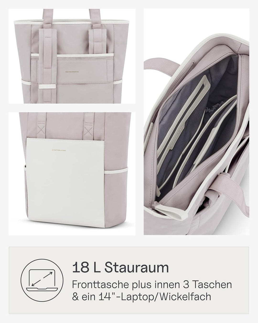 Kapten & Son Rucksack Lindby Diaper Set 18 L | 2in1 Wickelrucksack & Wickeltasche mit Kinderwagen- u