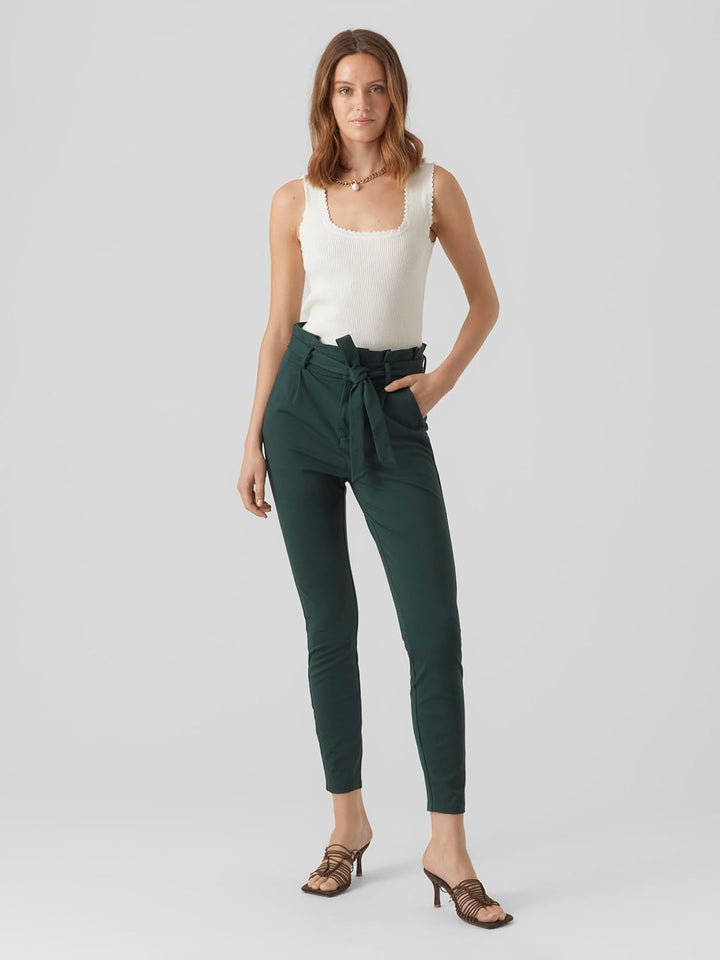 VERO MODA Damen Vmeva Hr Loose Paperbag PNT Ga Tall Noos Hose L / 36L Pine Grove, L / 36L Pine Grove