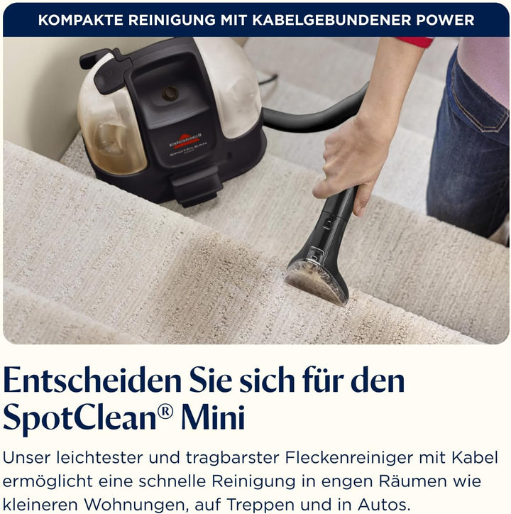 Bissell SpotClean Mini Polsterreiniger Gerät mit Kabel, Tragbarer Teppichreiniger, Optimal für schne