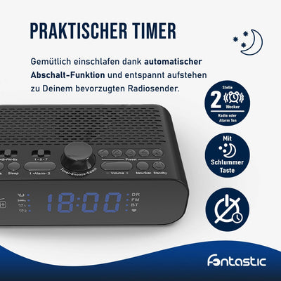 Fontastic "Dablo Radiowecker DAB Plus und FM, Funk-Wecker digital Batterie- und Netzbetrieb, Radio m